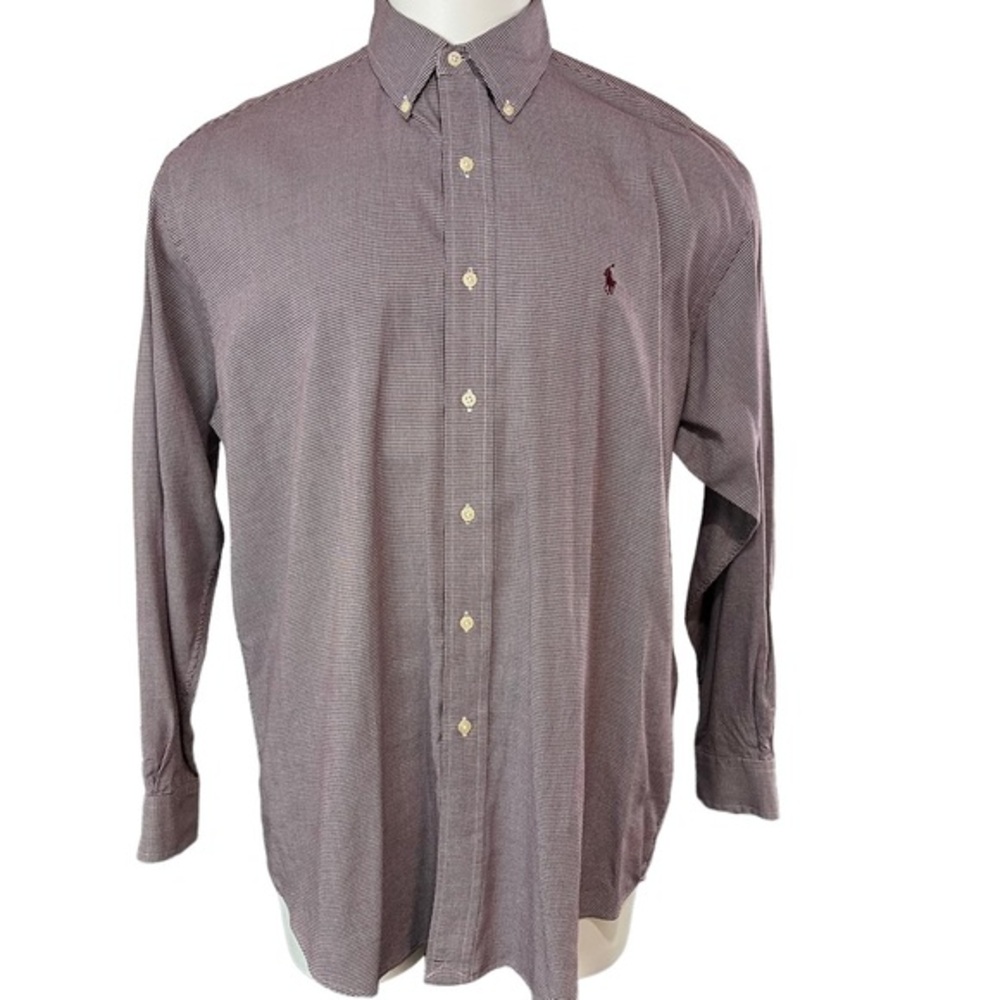 Ralph Lauren Golf Blake 2 Ply Purple Plaid Black Pony Button Up Shirt L (676)